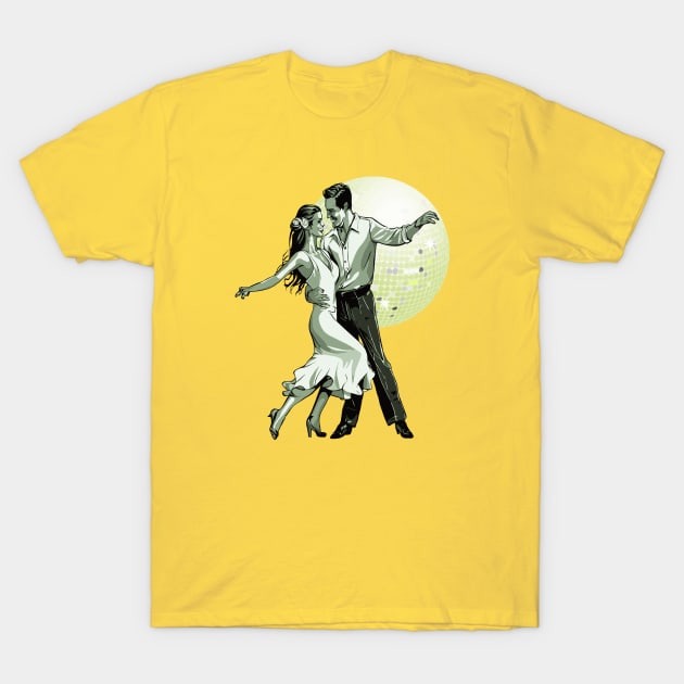 Salsa Couple Dancing With Ballroom Mirrorball T-Shirt by taiche